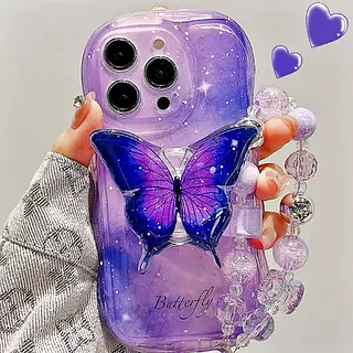 Case Mariposa Morado Popsocket + Strap Iphone 12 Pro+