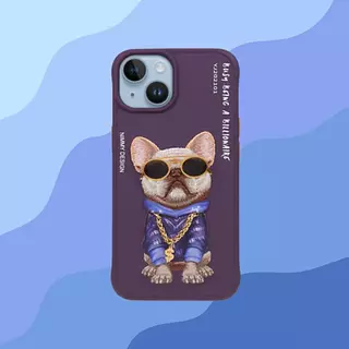 Case Nimmy Original Diseño Bulldog Morado Iphone 15