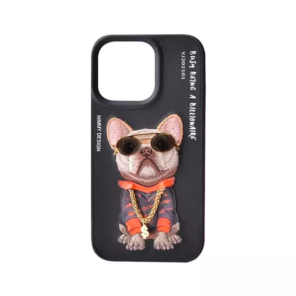 Case Nimmy Original Diseño Bulldog Negro Iphone 15