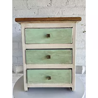 Mesa Auxiliar 3 Cajones Perillas Cuadradas Vintage