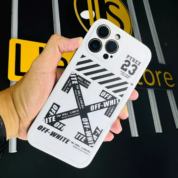 Case Diseño Off White Con Protector Camaras Iphone 12 Pro+