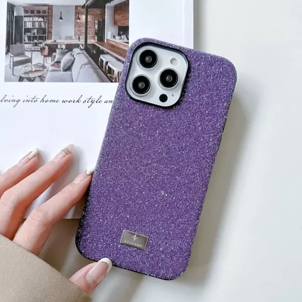 Case Diseño Diamante Morado Borde Negro Iphone 14 Pro+