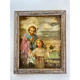 Cuadro San José Y Jesús En Lámina Metálica