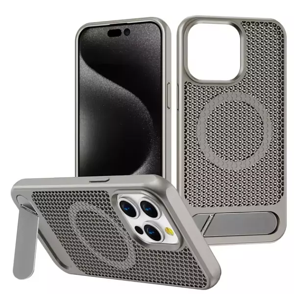 Case De Lujo Soporte Magnetico Silver Para Iphone 14 Pro+