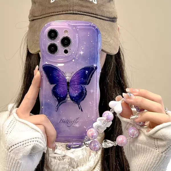 Case Mariposa Morado Popsocket + Strap Iphone 14 Pro+