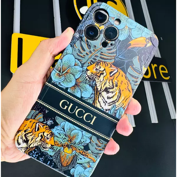 Case Diseño Gucci Protector Camaras Iphone 14