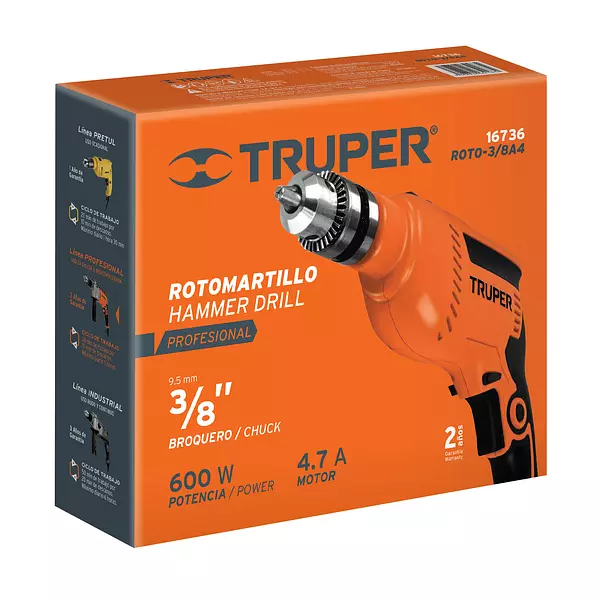 Rotomartillo 3/8", 600w, Truper Pro