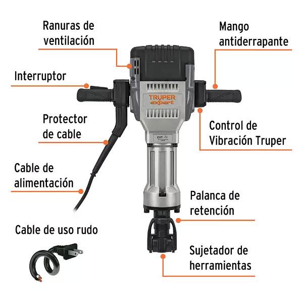 Martillo Demoledor Hex 30 Kg 62 J 2000 W, Truper Expert