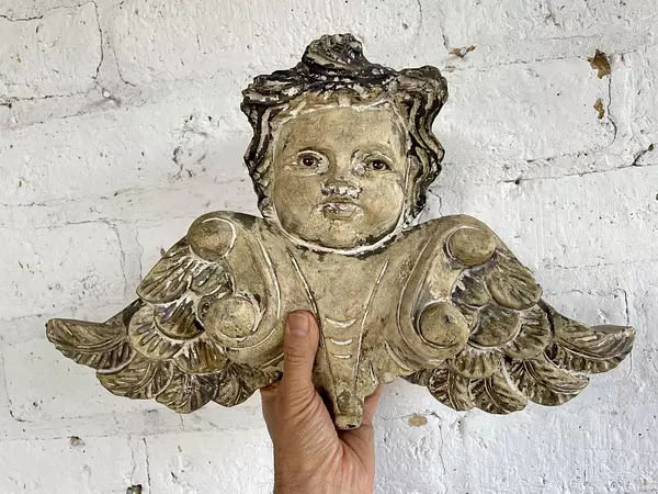 Querubín Tallado En Madera - Francia Siglo Xix