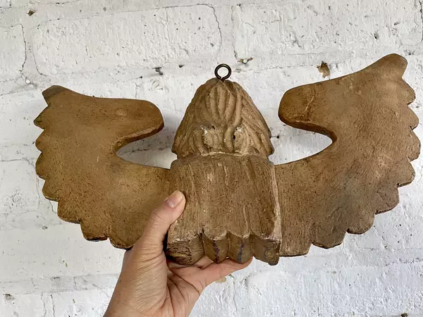 Angel Tallado En Madera Y Ojos De Cristal - España 1890