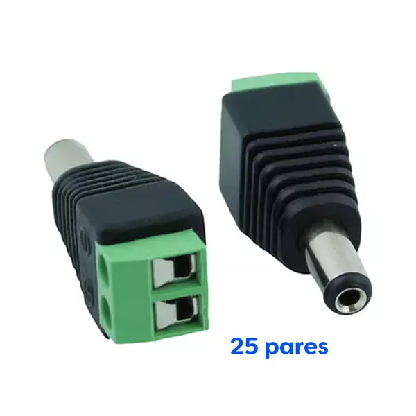 Conector De Corriente Dc Macho/Hembra Plug Cctv Paquete De 25 Unidades El Par