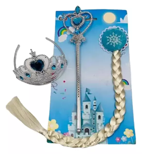 Accesorio Halloween Set Diabla/Frozen Trenza Corona-Cetro