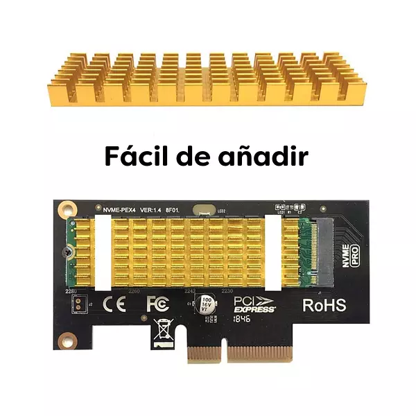 Kit Disipador M2 Aluminio Con Thermal Pad Memoria Nvme M.2