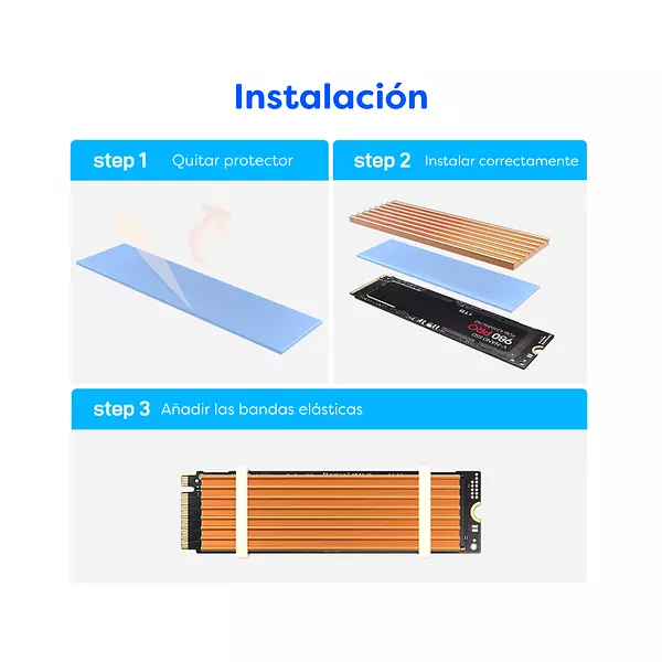 Kit Disipador M2 Aluminio Con Thermal Pad Memoria Nvme M.2