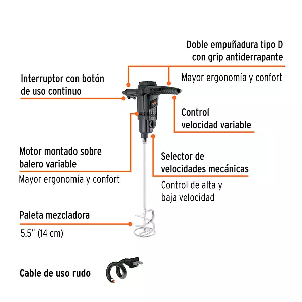 Mezcladora Eléctrica 1500w, Truper Industrial