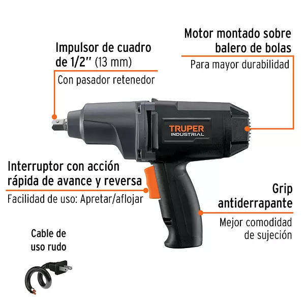 Llave De Impacto 1/2", 900w, Truper Industrial