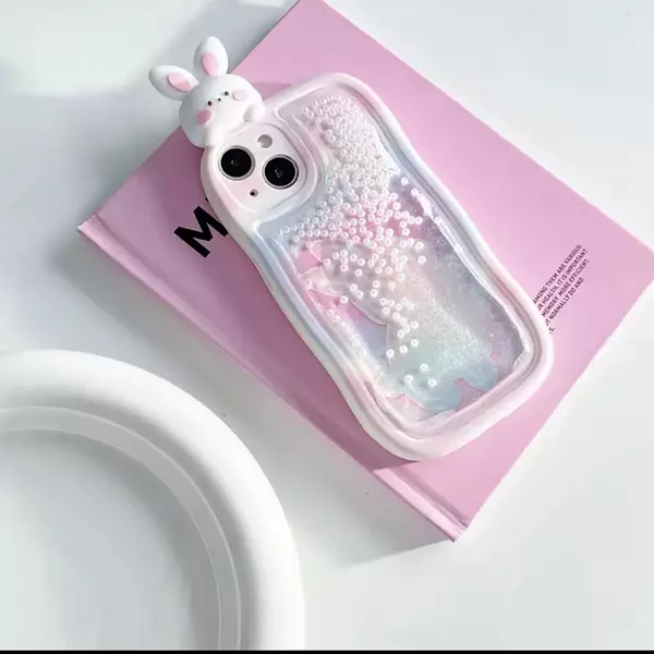 Case Diseño Animado Rabbit Agua Glitter Iphone 15