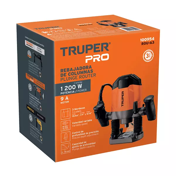 Router 1,200w, 1-3/4 Hp, Truper Pro