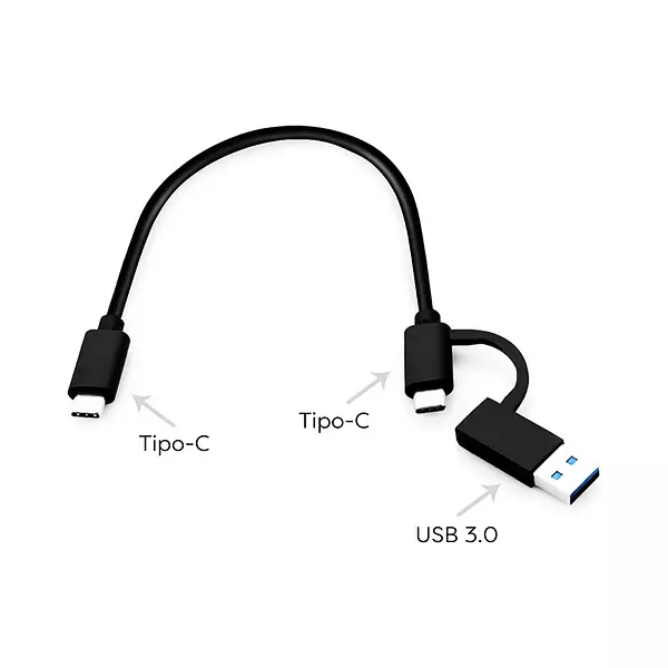 Cable Dual Tipo C A Usb 3.0 A Y Tipo C 20cm