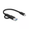 Cable Dual Tipo C A Usb 3.0 A Y Tipo C 20cm