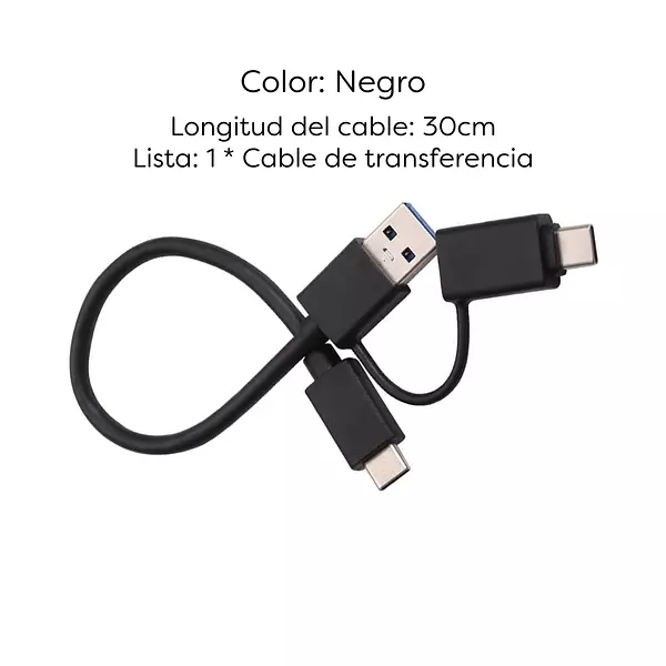 Cable Dual Tipo C A Usb 3.0 A Y Tipo C 30 Cm