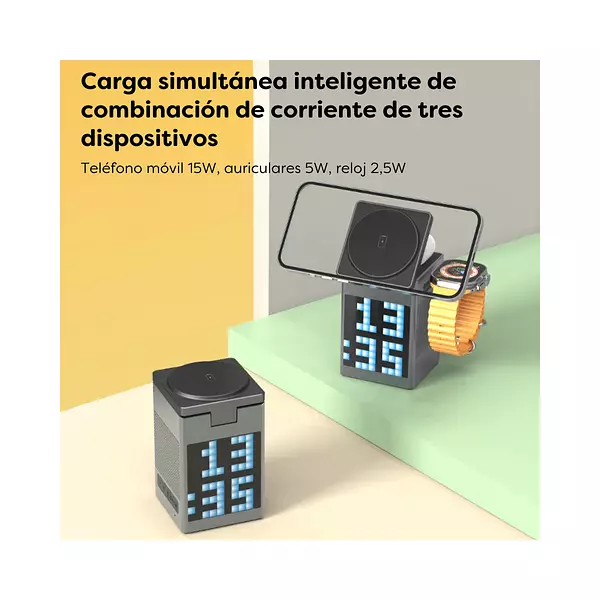 Cargador Inalámbrico Magnético 6 En 1 Con Altavoz Bluetooth