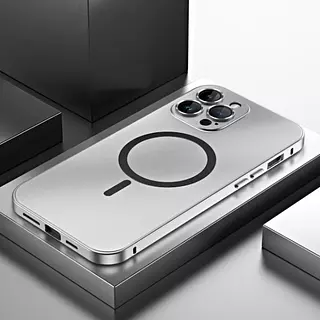 Case De Lujo Magnético Protector Cámaras Gris Iphone 15 Pro+