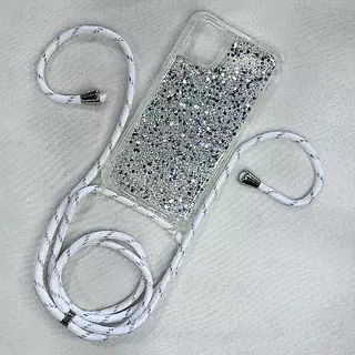 Case De Lujo Brillante Con Strap Blanco Para Iphone 15 Pro