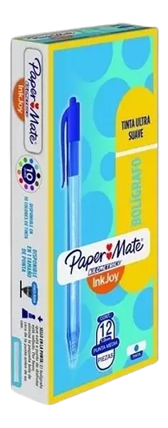 Bolígrafo Retractil Paper Mate 1.0 Punta Media Cajax12 Azul