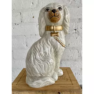 Perro Porcelana Estilo Staffordshire Cabeza Hacia La Derecha