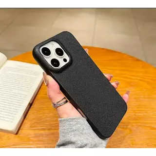 Case Diseño Cuero Magsafe Negro Iphone 16pro+