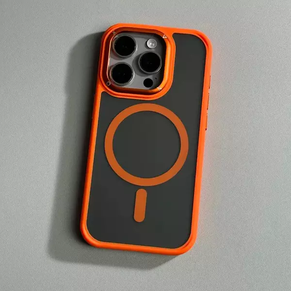 Case Magsafe Mate Borde Naranja Iphone15pro+