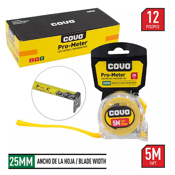 Flexometro 5m Transparente Cinta Blanca Doble Display X12
