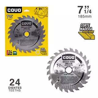 Disco Corte Madera Sierra Circular 7 1/2 " 24 Dientes
