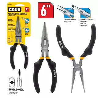 Alicate Punta Larga 6" , Blister