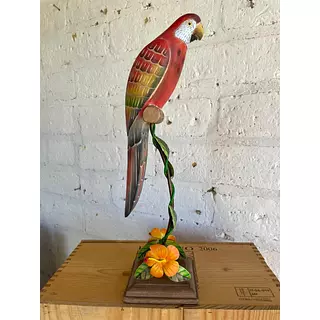Loro Tropical Tallado En Madera - Indonesia 1980