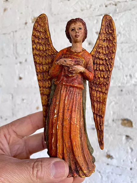 Ángel Con Pintura Craquelada - Italia 1970