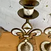 Candelabros Flor De Lis En Bronce Y Nácar - India 1970