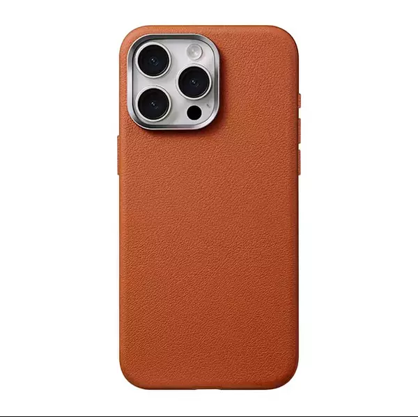 Case Diseño Cuero Magsafe Naranja Iphone 15pro+