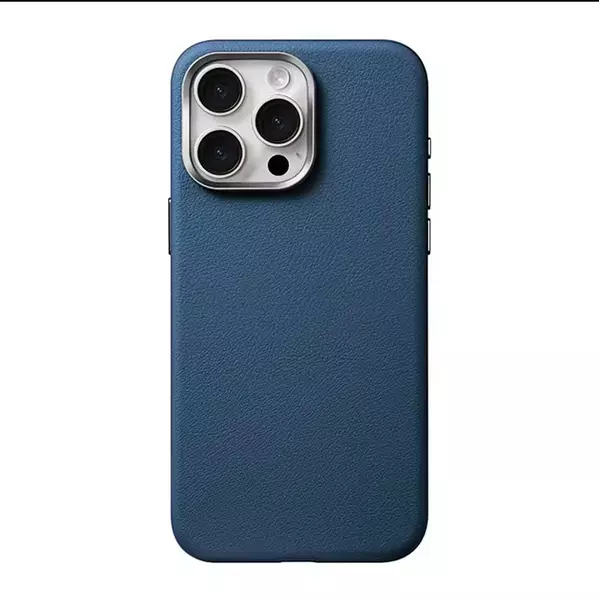 Case Diseño Cuero Magsafe Azul Iphone 15pro+