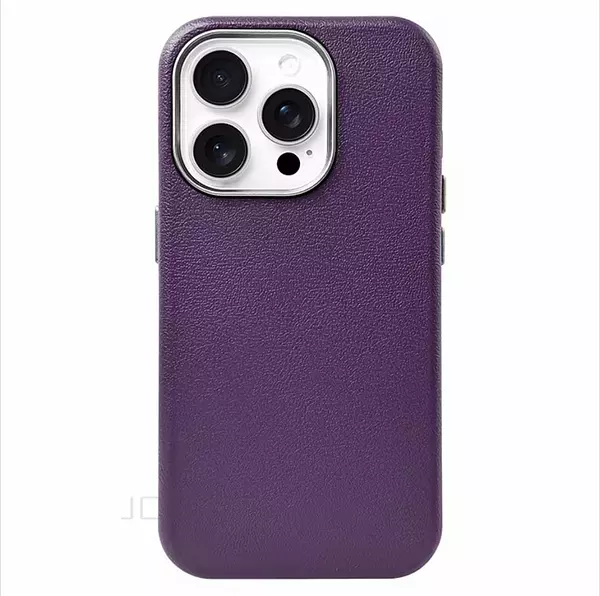 Case Diseño Cuero Magsafe Morado Iphone 15pro+