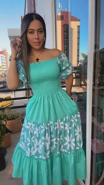 Vestido Agua Marina Floral