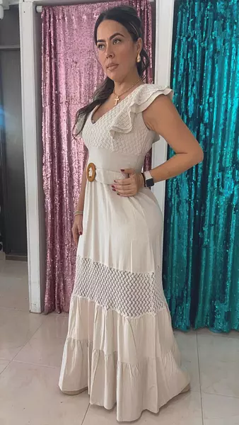 Vestido Marfil Lino