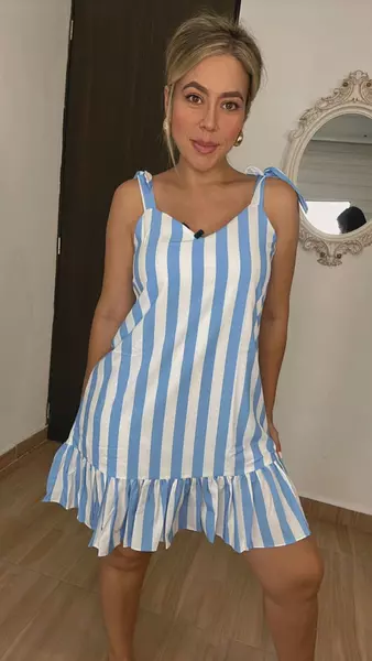 Vestido Corto Azul Rayas