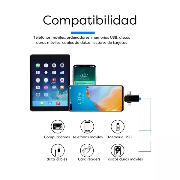 Adaptador 3 En 1 Otg Ip /Tipo C