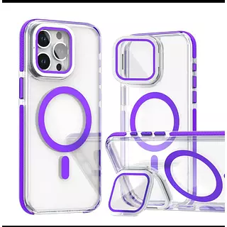 Case Magsafe Con Soporte Morado Iphone 16pro+