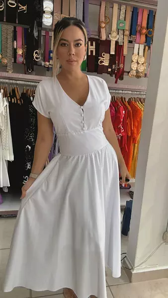 Vestido Blanco Botones