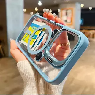 Case Magsafe Azul Soporte Protector Cámaras Iphone16pro+