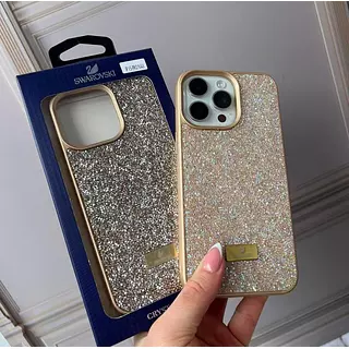 Case Diseño Swarovski Dorado Iphone 16 Pro+