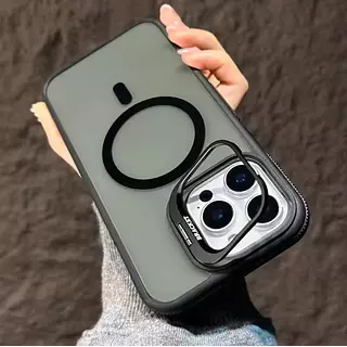 Case Magsafe Borde Negro Soporte Iphone 16